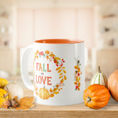 Herfst in liefde en herfst Leaves Pumpkin Tweekleurige Koffiemok