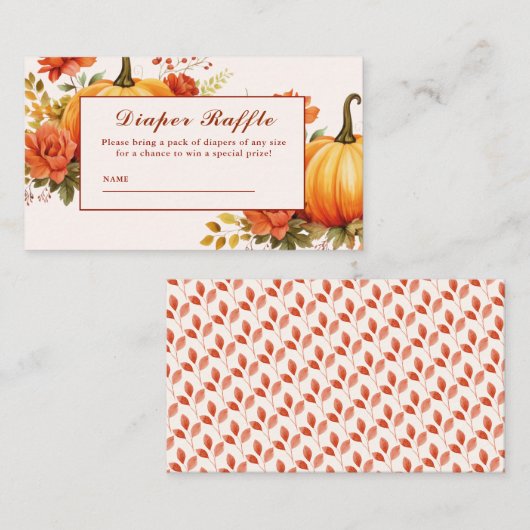 Herfst in liefde flora herfst Baby shower Luier Ra Informatiekaartje (Voorkant / Achterkant)