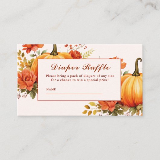 Herfst in liefde flora herfst Baby shower Luier Ra Informatiekaartje (Voorkant)