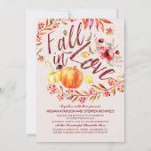 Herfst in Liefde Floral Pumpkin Rustic Country Wed Kaart (Voorkant)