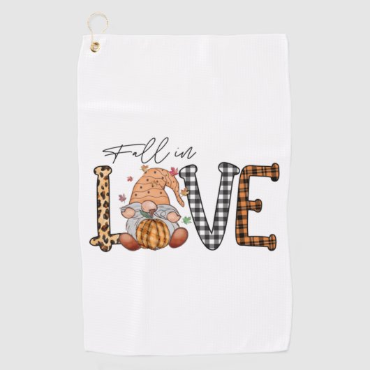 Herfst In Liefde Gnome Herfst Herfstontwerp Golfhanddoek (Voorkant)