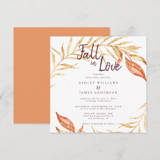Herfst in Liefde Golden Foliage Herfst Koper Bruil Kaart (Voorkant / Achterkant)