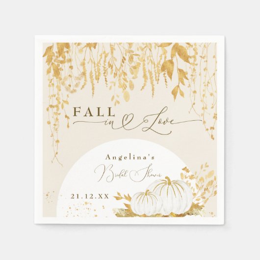 Herfst in liefde gouden bladeren Vrijgezellenfeest Servet (Voorkant)