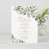 Herfst in liefde groen pompoen bruiloft kaart (Staand voorkant)