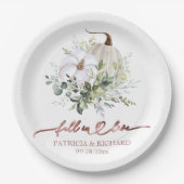 Herfst in liefde groen pompoen papieren bordje (Voorkant)