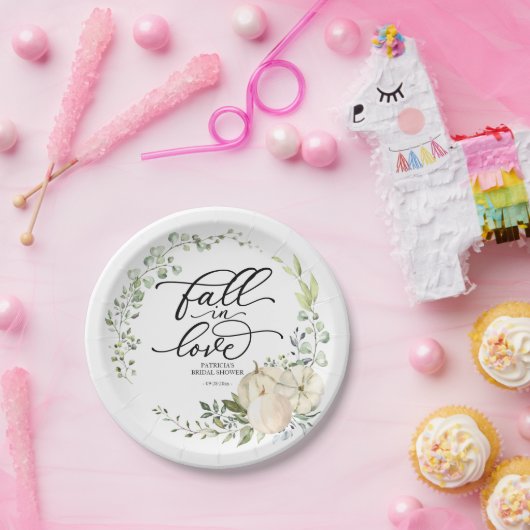 Herfst in liefde groen pompoen Vrijgezellenfeest Papieren Bordje (Feest)