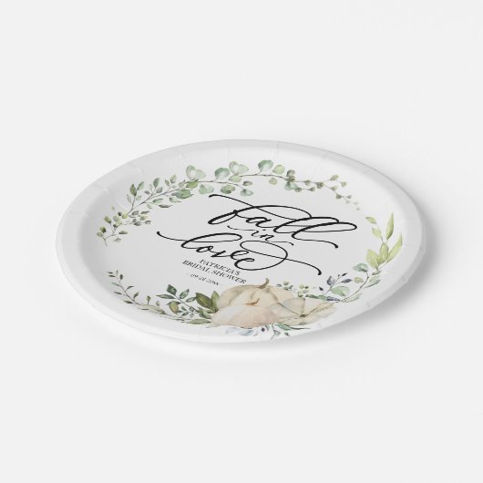 Herfst in liefde groen pompoen Vrijgezellenfeest Papieren Bordje (Gekanteld)