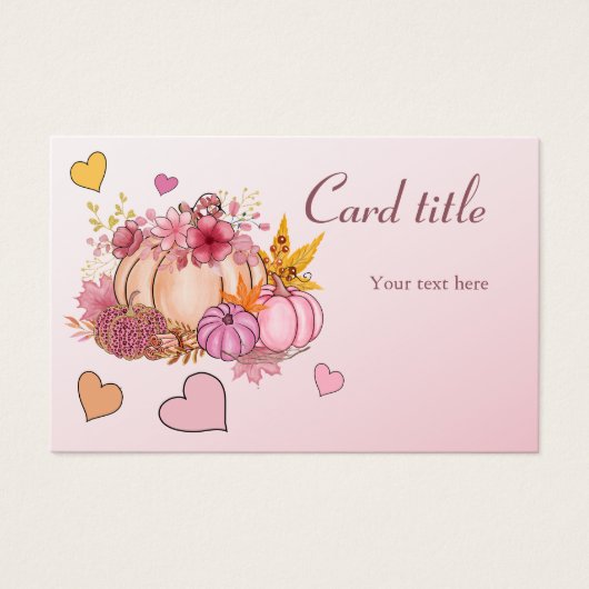 Herfst in liefde Hallo schattige kleine pompoen me Visitekaartje (Voorkant)
