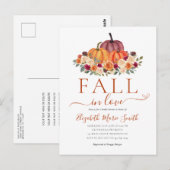 Herfst in Liefde Hart Bloemen Pompoen Vrijgezellen Briefkaart (Voorkant / Achterkant)