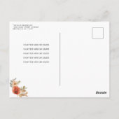 Herfst in Liefde Hart Bloemen Pompoen Vrijgezellen Briefkaart (Achterkant)