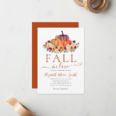 Herfst in Liefde Hart Bloemen Pompoen Vrijgezellen Notitiekaartje (Voorkant / Achterkant in situ)