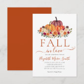 Herfst in Liefde Hart Bloemen Pompoen Vrijgezellen Notitiekaartje (Voorkant / Achterkant)
