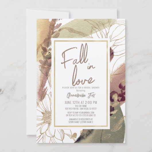 Herfst in Liefde Herfst Abstract Bloemen Vrijgezel Kaart (Voorkant)