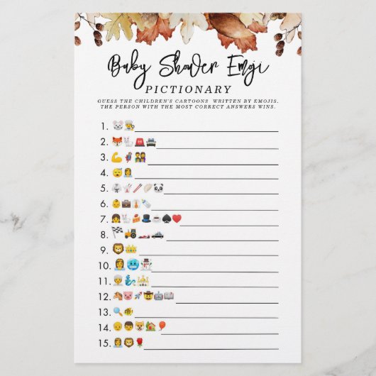 Herfst in Liefde Herfst Baby shower Emoji Game (Voorkant)
