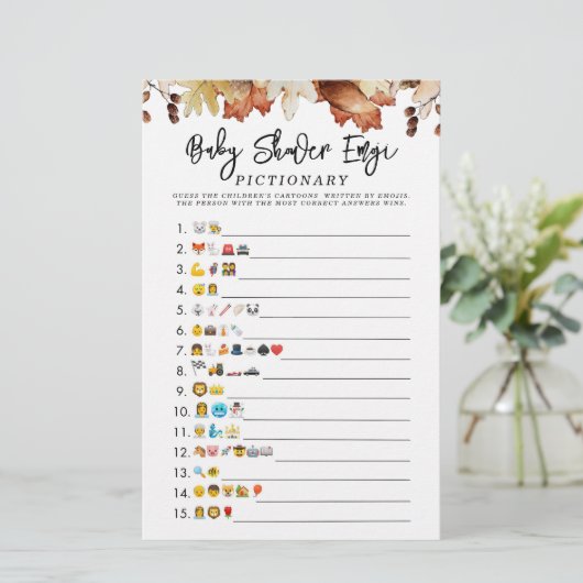 Herfst in Liefde Herfst Baby shower Emoji Game (Staand voorkant)