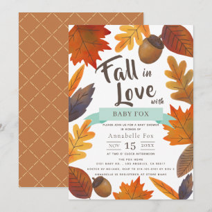 Herfst in Liefde Herfst Bladeren Bruin Baby shower Kaart