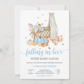 Herfst in liefde herfst blauw pompoen Baby shower Kaart (Voorkant)