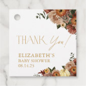 Herfst In Liefde Herfst Bloemen Baby shower Bedankjes Labels (Voorkant)