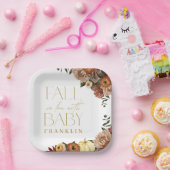 Herfst In Liefde Herfst Bloemen Baby shower Papieren Bordje (Feest)