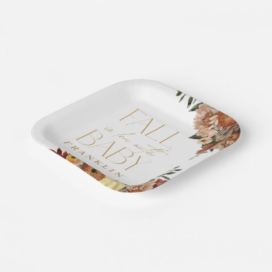 Herfst In Liefde Herfst Bloemen Baby shower Papieren Bordje (Gebogen)