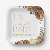 Herfst In Liefde Herfst Bloemen Baby shower Papieren Bordje (Voorkant)