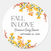 Herfst In Liefde Herfst Bloemen Baby shower Ronde Sticker (Voorkant)