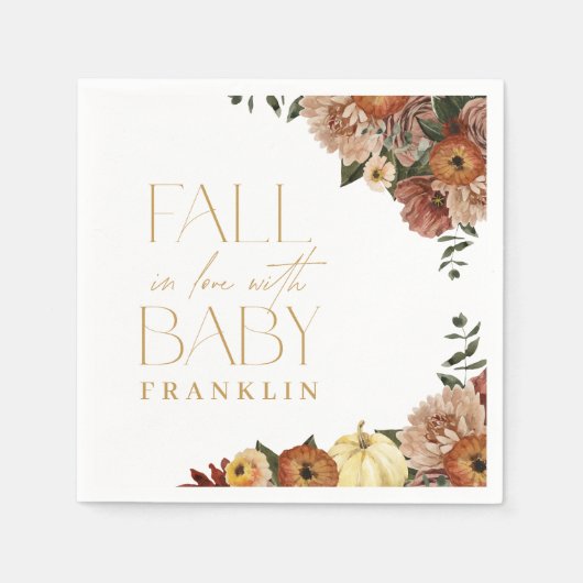 Herfst In Liefde Herfst Bloemen Baby shower Servet (Voorkant)