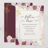 Herfst in liefde Herfst Bloemen Bourgondië Vrijgez Kaart (Voorkant / Achterkant)