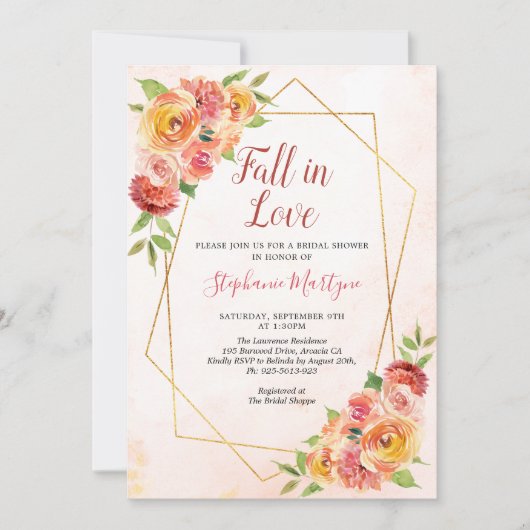 Herfst In Liefde Herfst Bloemen Geometrisch Vrijge Kaart (Voorkant)