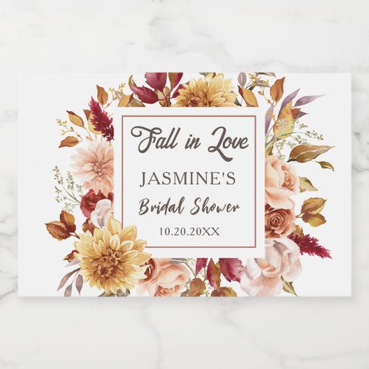 Herfst in liefde | Herfst Bloemen Vrijgezellenfees Sparkling Wijnetiket (Enkel label)