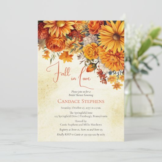 Herfst in liefde herfst bloemenboeketten Vrijgezel Kaart (Staand voorkant)