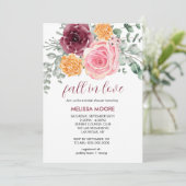 Herfst in liefde herfst bloemenbordeaux vrijgezell kaart (Staand voorkant)