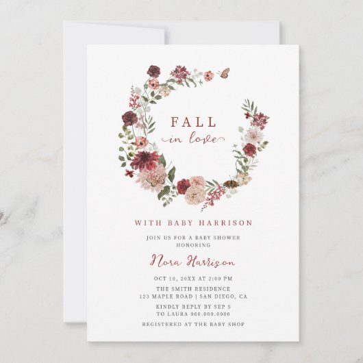 Herfst in liefde Herfst bloemenkrans Baby shower Kaart (Voorkant)