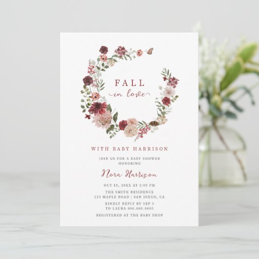 Herfst in liefde Herfst bloemenkrans Baby shower Kaart (Staand voorkant)