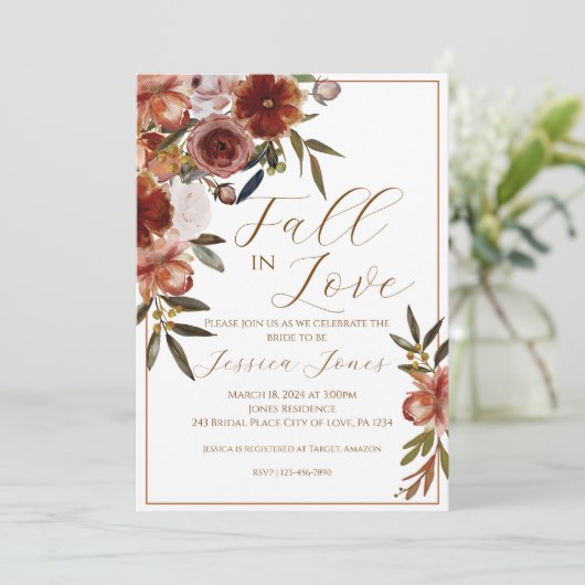 Herfst in Liefde Herfst Bruids Douche Uitnodiging (Staand voorkant)