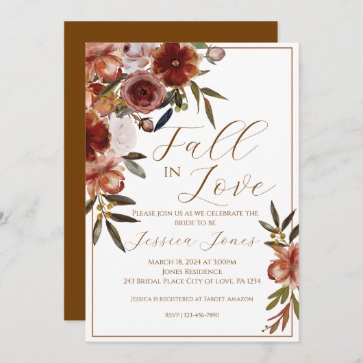 Herfst in Liefde Herfst Bruids Douche Uitnodiging (Voorkant / Achterkant)