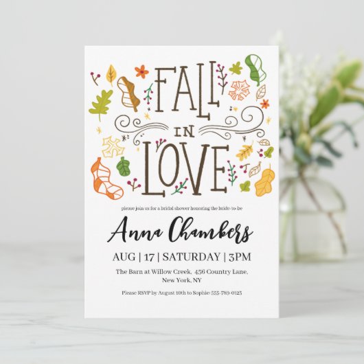 herfst in liefde herfst bruidsdouche uitnodigingen (Staand voorkant)