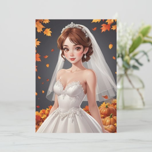 herfst in liefde herfst bruidsdouche uitnodigingen (Staand voorkant)