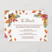 Herfst in liefde herfst bruiloft details invoegen  informatiekaartje (Voorkant / Achterkant)