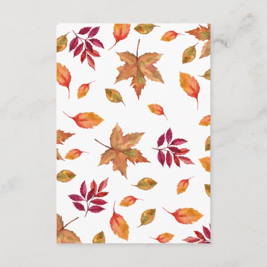 Herfst in liefde herfst bruiloft details invoegen  informatiekaartje (Achterkant)