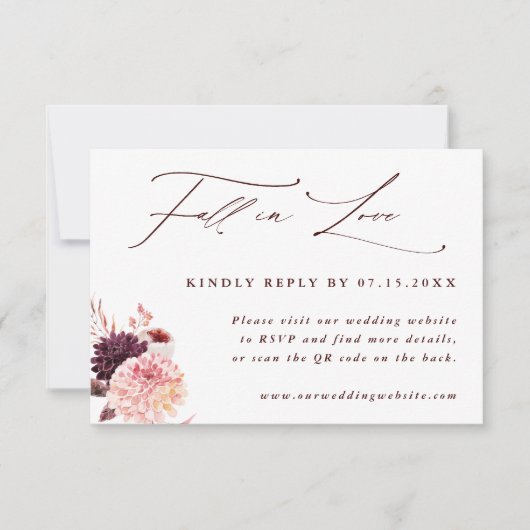 Herfst in Liefde Herfst bruiloft QR Code RSVP Kaartje (Voorkant)