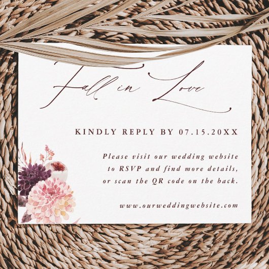 Herfst in Liefde Herfst bruiloft QR Code RSVP Kaartje