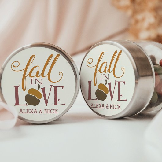 Herfst in liefde | Herfst eikel gepersonaliseerd Ronde Sticker