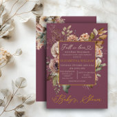 Herfst in liefde Herfst Floral Elegant Bourgondië Kaart