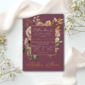 Herfst in liefde Herfst Floral Elegant Bourgondië Kaart