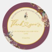 Herfst in liefde Herfst Floral Elegant Bourgondië Ronde Sticker (Voorkant)