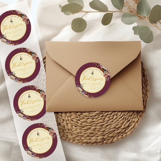 Herfst in liefde Herfst Floral Elegant Bourgondië Ronde Sticker