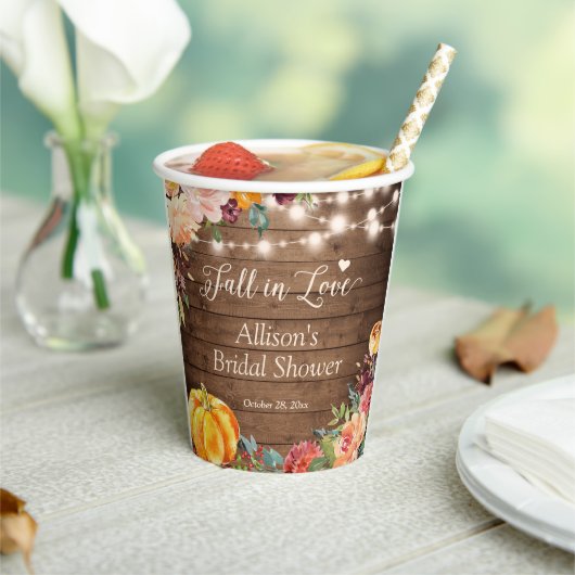 Herfst in Liefde Herfst Floral Lights Vrijgezellen Papieren Bekers (Insitu)