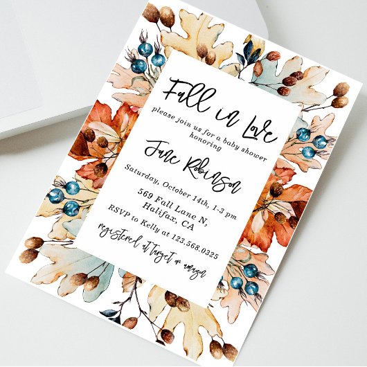 Herfst in liefde herfst gebladerte bessen Baby sho Kaart