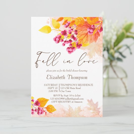 Herfst in liefde herfst gebladerte vrijgezellenfee kaart (Staand voorkant)